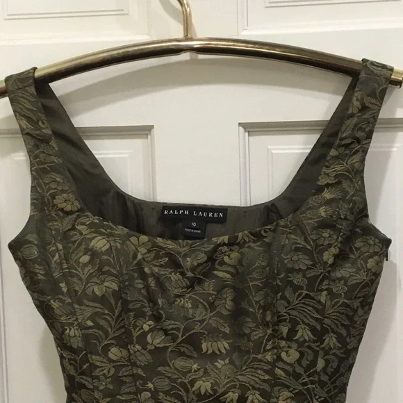 Ralph Lauren black label bustier in olive pattern silk - Picture 3 of 8